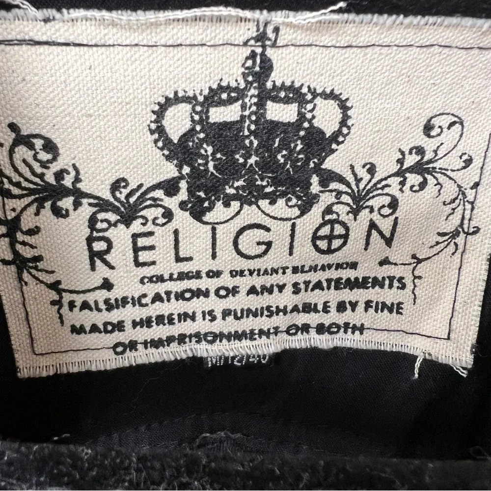 LEATHER RELIGION GOTH LIGHT PAPER DRAPED MOTO JACKET SIZE 12 BLACK